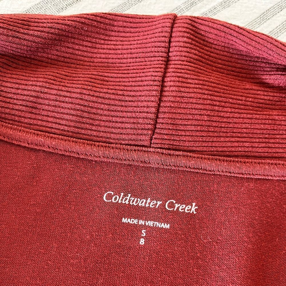 Coldwater Creek Rust Open Front Shawl Collar Card… - image 3